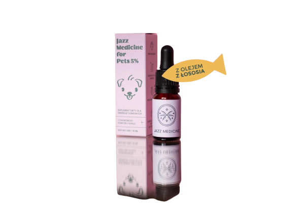 olejek cdb dla psa  JAZZ FOR PETS 5% OLEJEK Z CBD dla psa o smaku łososia 10ml